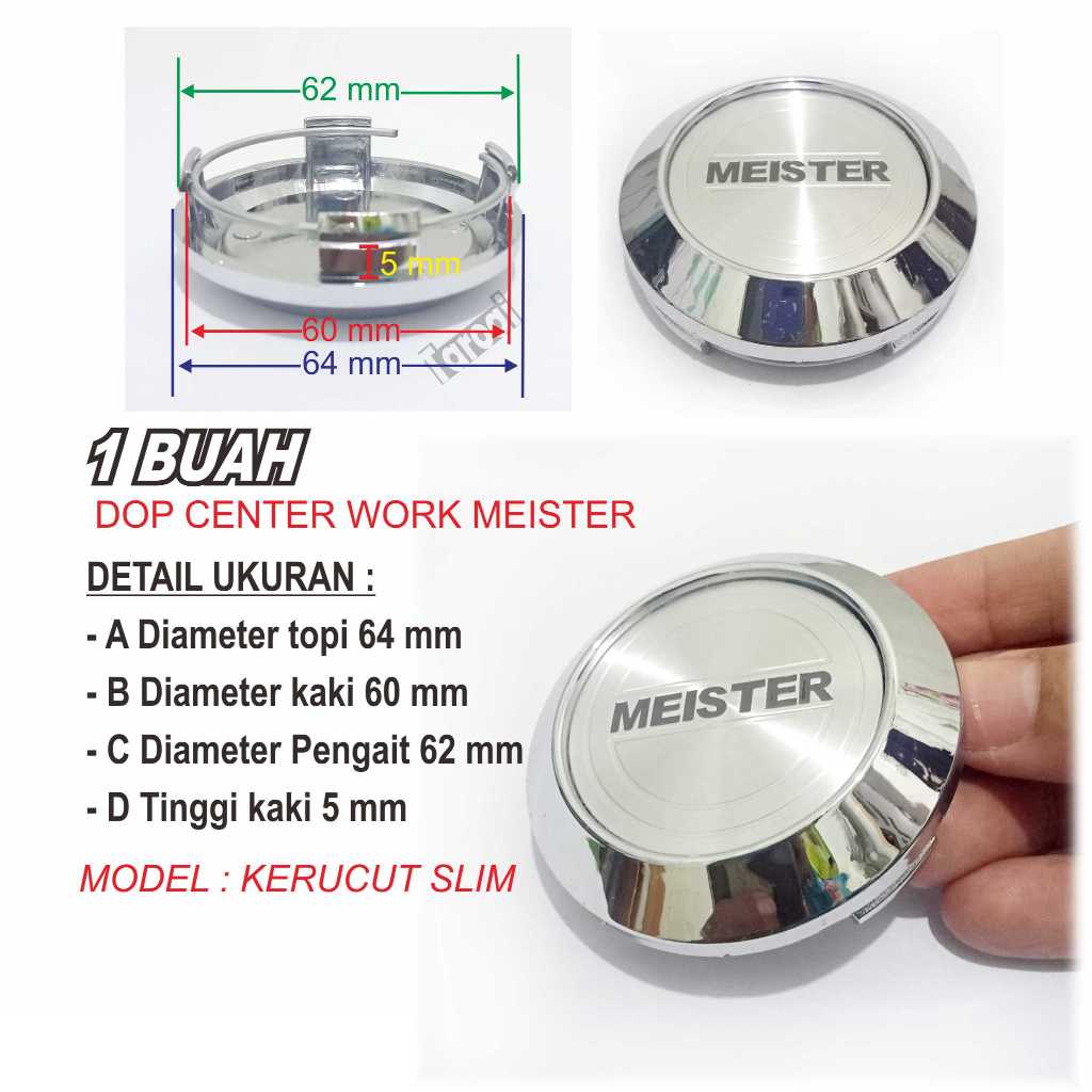 1 BUAH TUTUP DOP CENTER VELG WORK MEISTER