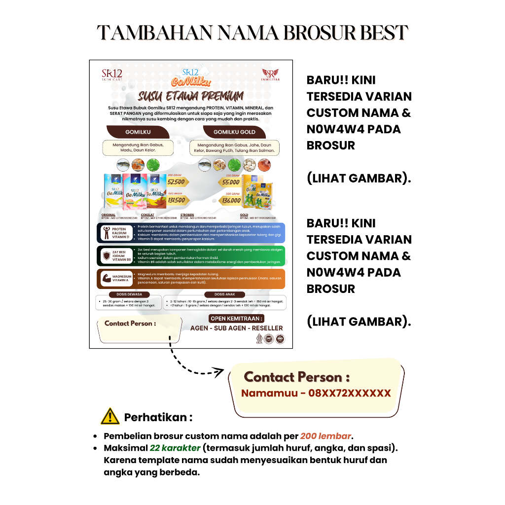 

[CUSTOM NAMA] BROSUR SR12 BEST SELLER 2 SISI BOLAK BALIK - BROSUR GOMILKU SR12 - BROSURSR12 TERBARU