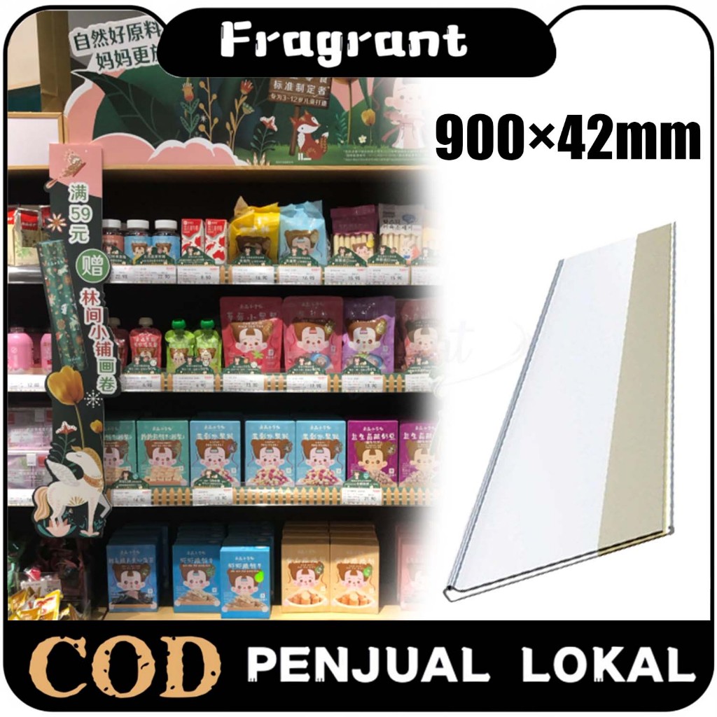

【Produk Baru】900x42mm Pemegang Label Harga Klip Label Rak Akrilik untuk Display Produk