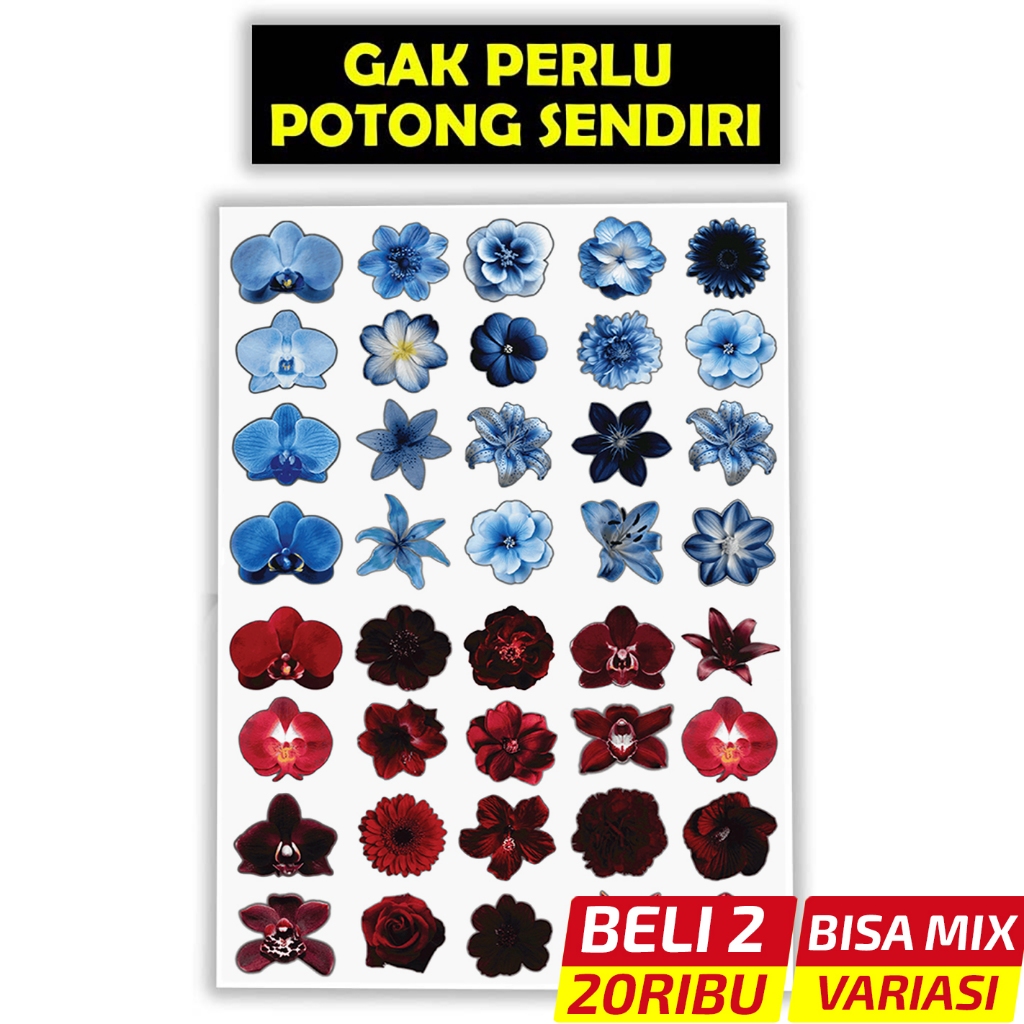 

Stiker Bunga Aesthetic | Vinyl Waterproof Kiss Cut | Stiker Laptop Koper HP Motor Helm, FV01