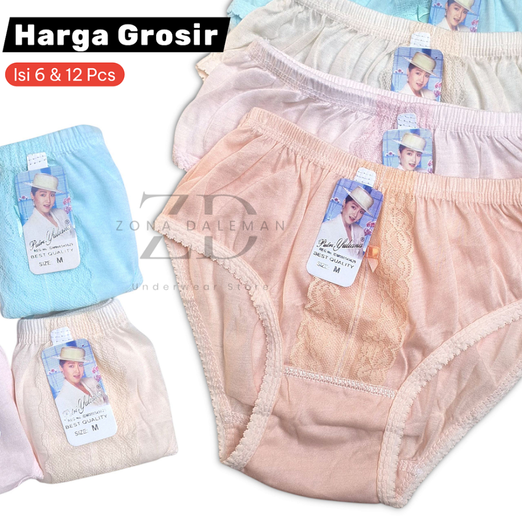 12 Pcs CD Celana Dalam Wanita Renda Brokat Remaja Dewasa Perempuan Ukuran M L XL 3L Jumbo 4L Lusinan