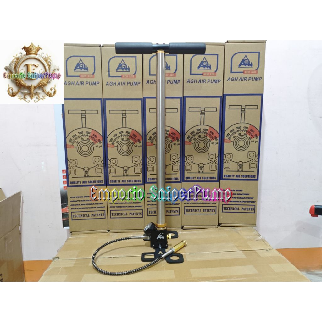 Pompa PCP 6000psi Kaki Lipat, Pompa PCP 3 Stage AGH Lipat Evo, Pompa PCP Import 6000psi Pressure Gau