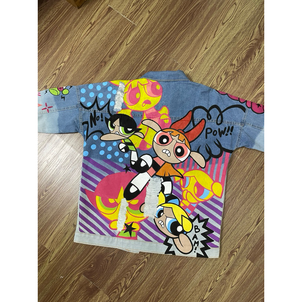 jaket jeans denim painting lukis art handmade