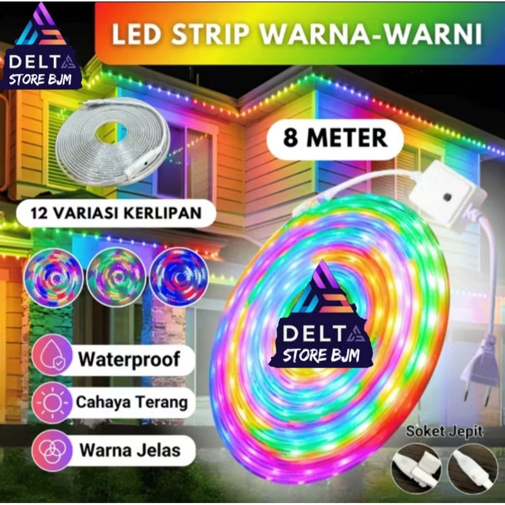 LAMPU RGB LAMPU LED STRIP SELANG 2835 220V OUTDOOR RGB  LED STRIP WARNA-WARNI