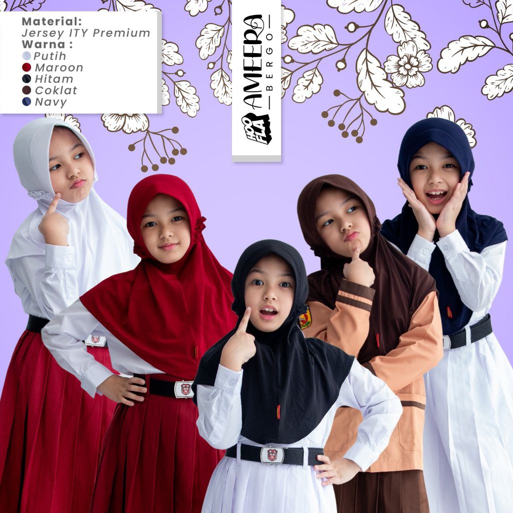 Kerudung Sekolah SD-Jilbab Instan -Bergo Instan-Syari Anak Perempuan (Hoofla)