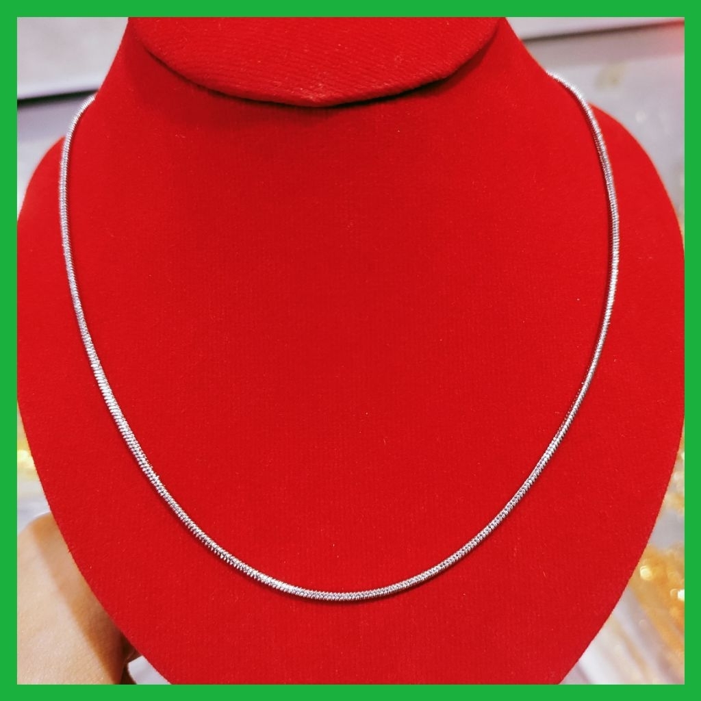 kalung titanium italy belut licin kaca kilap pria wanita remaja dan dewasa warna silver