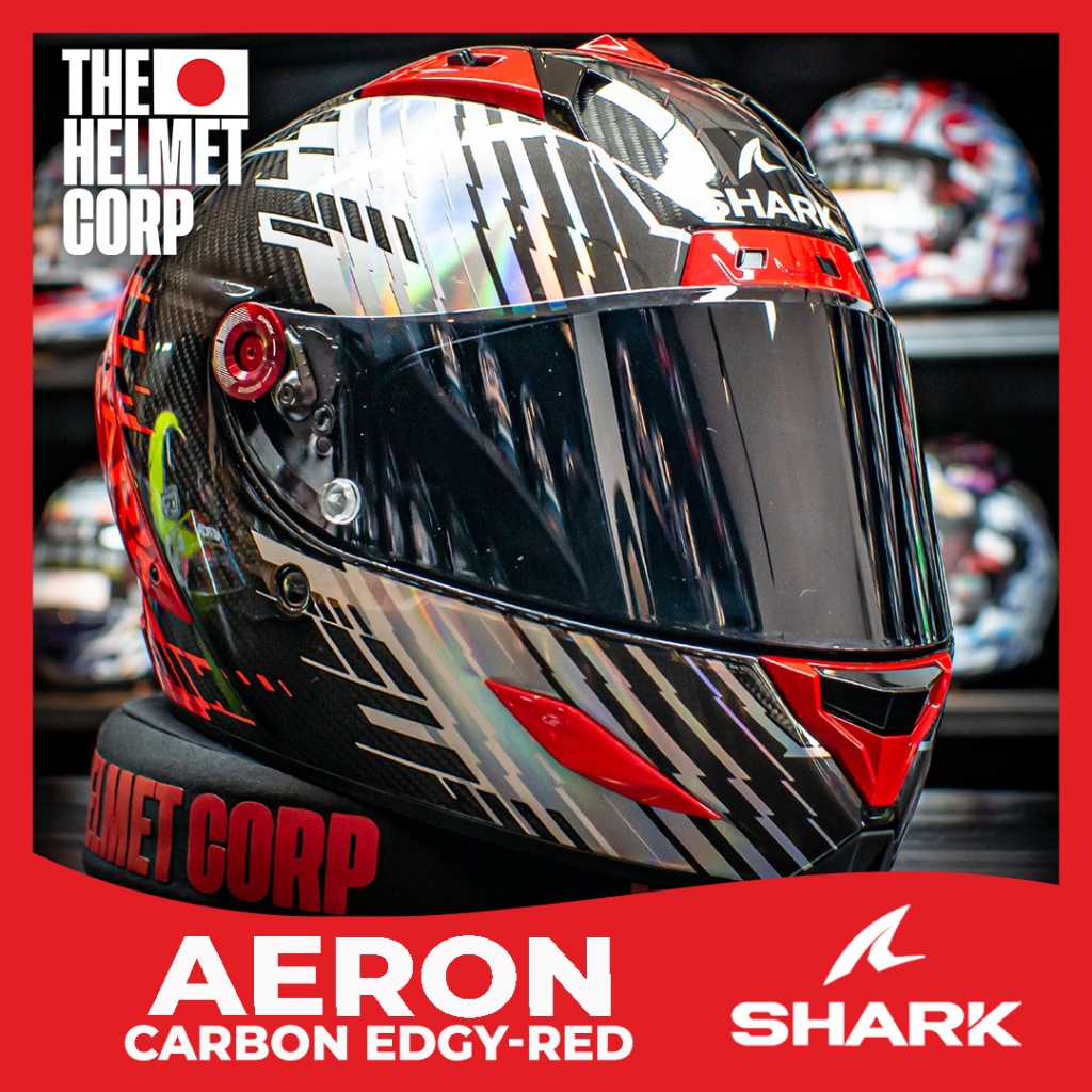 SHARK AERON CARBON EDGY RED FULL FACE CARBON HELMET ORIGINAL HELM SHARK