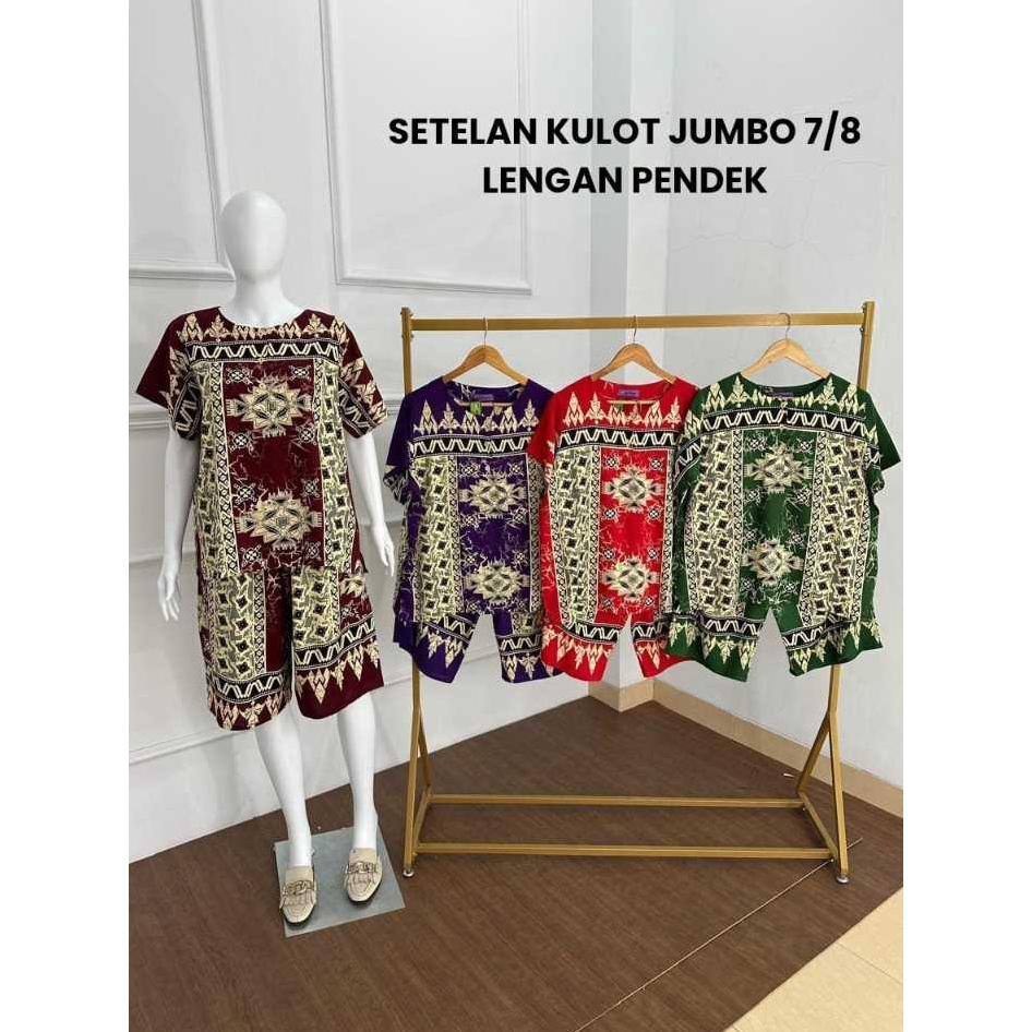 Daster Setelan Kulot 7/8 Jumbo Motif Kembang Batik