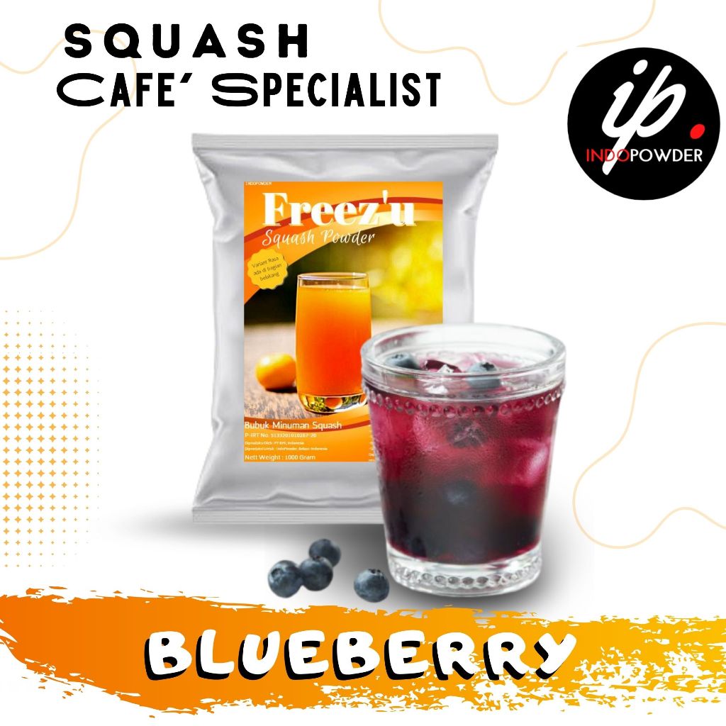 

Indopowder - Bubuk Minuman SQUASH Rasa BLUEBERRY 1Kg Untuk Cafe, Waralaba dan Usaha Minuman