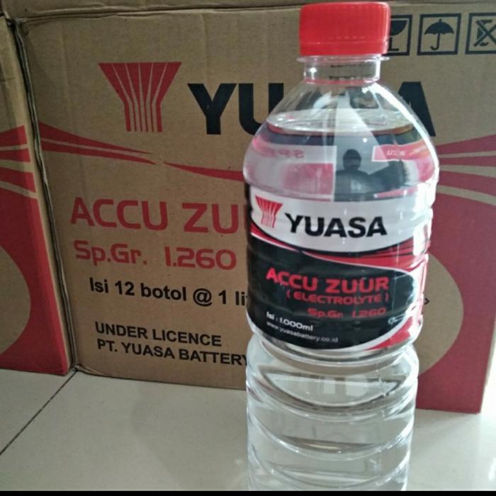 Aki Yuasa Merah Zuur 1260 1 Ltr Asli Aki Isi Baru Basah air aki