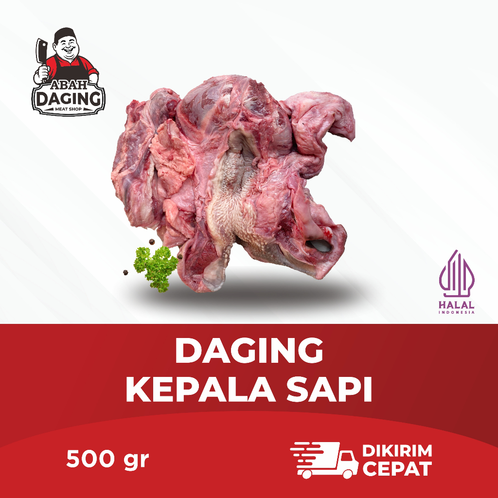 Daging Kepala pala Sapi Lokal – Beef Head Meat | Halal Siap Masak | Abah Daging