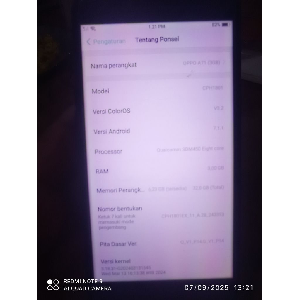 HP Oppo A71 Ram 3/32 GB second normal batangan