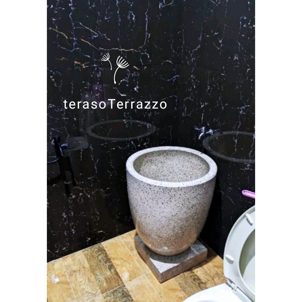 Model Apollo Bak mandi teraso Terazzo, Tinggi 70cm, diameter 50cm
