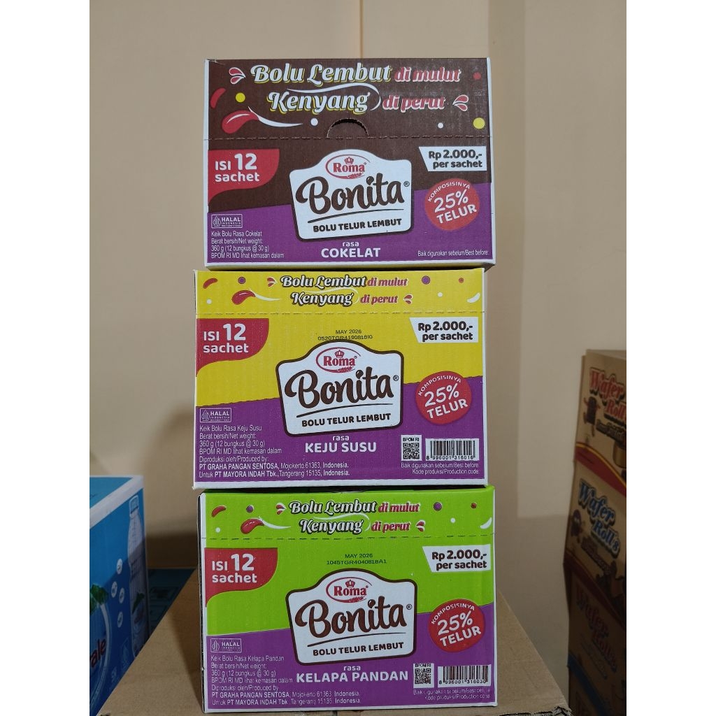 

Bonita Bolu Telur Lembut Bolu Lembut Di Mulut Kenyang Di Perut ( 1 kotak isi 12 Pcs )