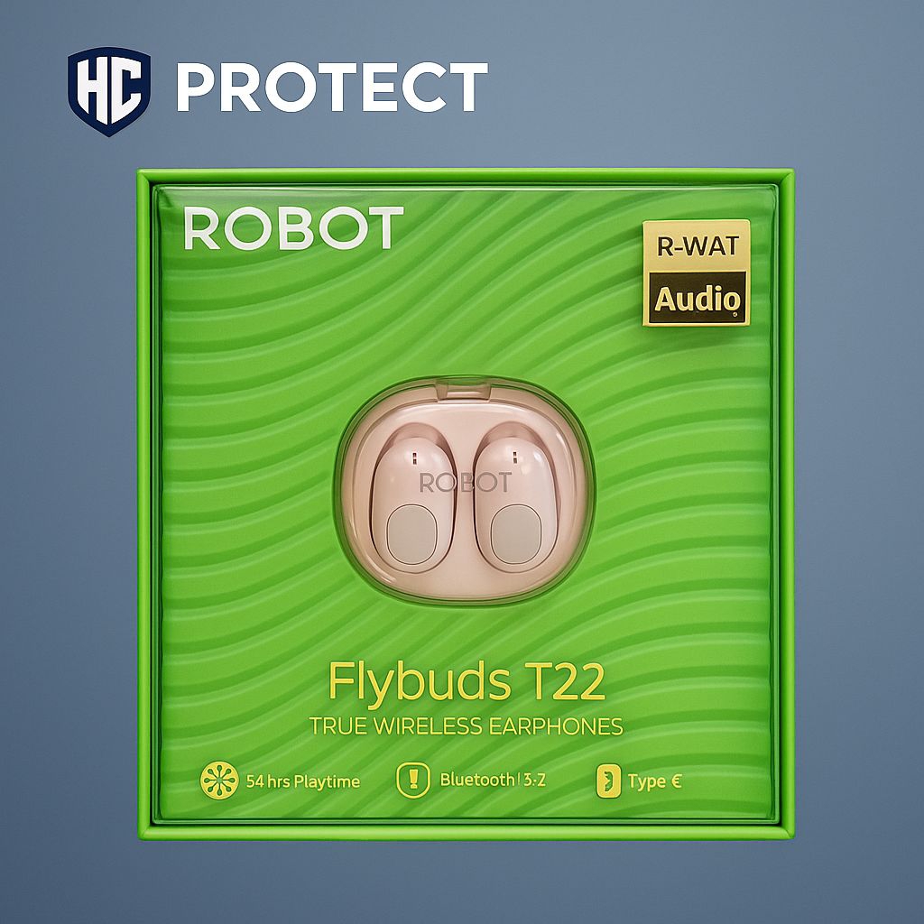 TWS Robot Flybuds T22 Bluetooth 5.3 Earphone Wireless Case Transparan Baterai 35 Jam