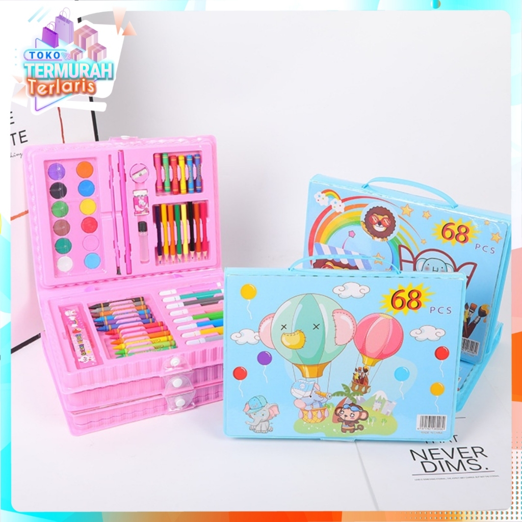 

TTT Drawing Set 68Pcs Oil Pastel Crayon 68 IN 1 Set Krayon Mewarnai dan Melukis Lengkap dengan Cat Air Alat Mewarnai Anak Anak Bentuk Koper