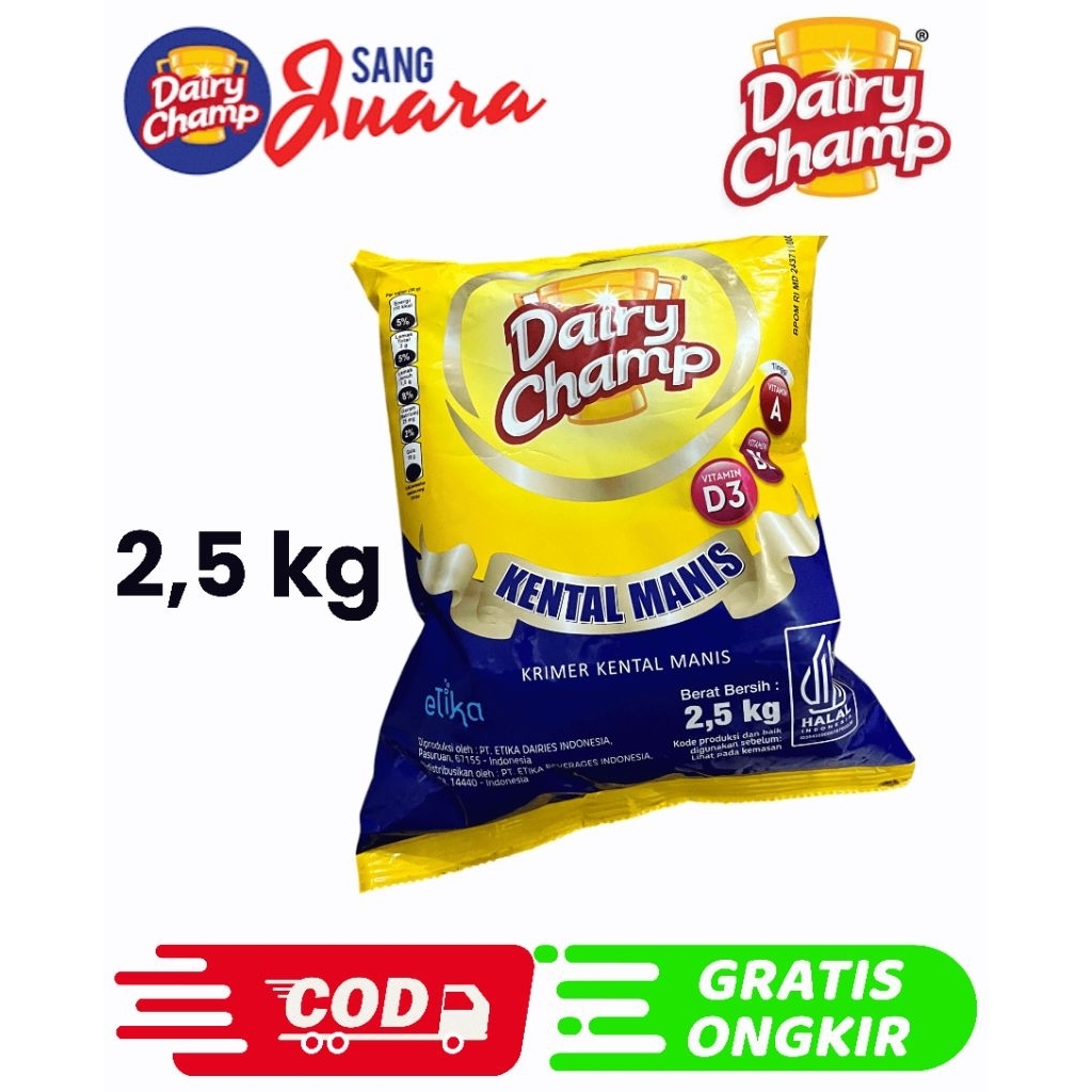 

Susu Krimer kental manis Dairy Champ 2,5 Kg