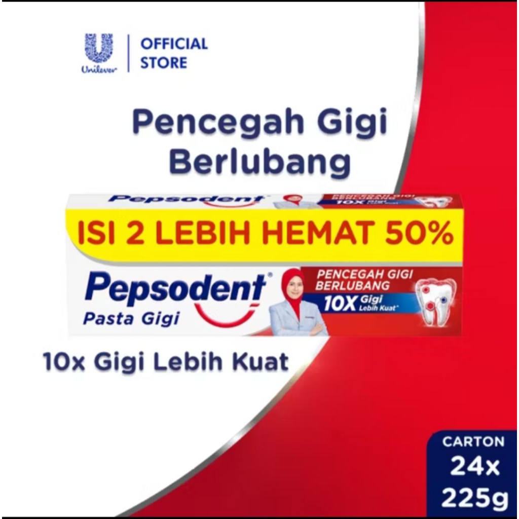 odol gigi/pasta gigi pepsodent 2x225gr jumbo paket hemat