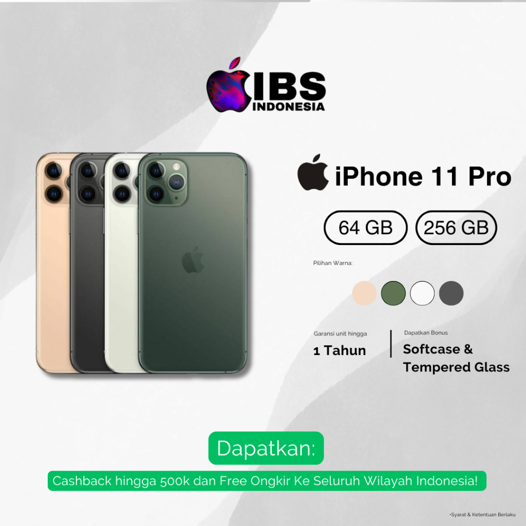 APPLE IPHONE 11 PRO 64GB/256GB SECONDHAND RESMI INDONESIA GARANSI 1 TAHUN