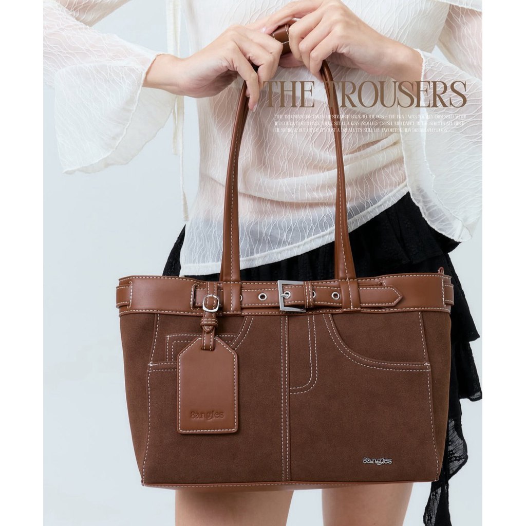 THE TROUSERS BAG 8ANGLESSHOP 8ANGLES BAG DARK COFFEE SUEDE TAS THAILAND SHOULDER BAG 8ANGELSSHOP