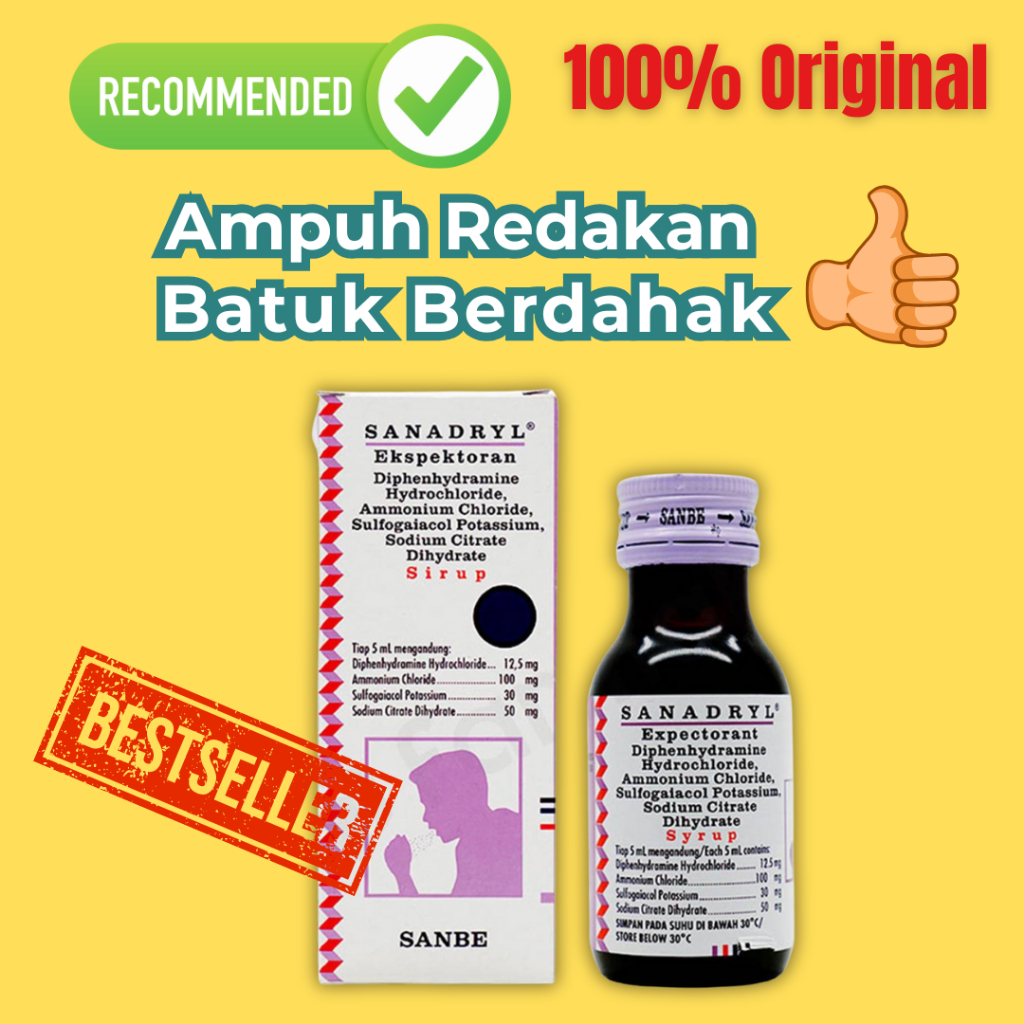 Sanadryl Ekspektoran Sirup – Obat Batuk Berdahak untuk Anak & Dewasa