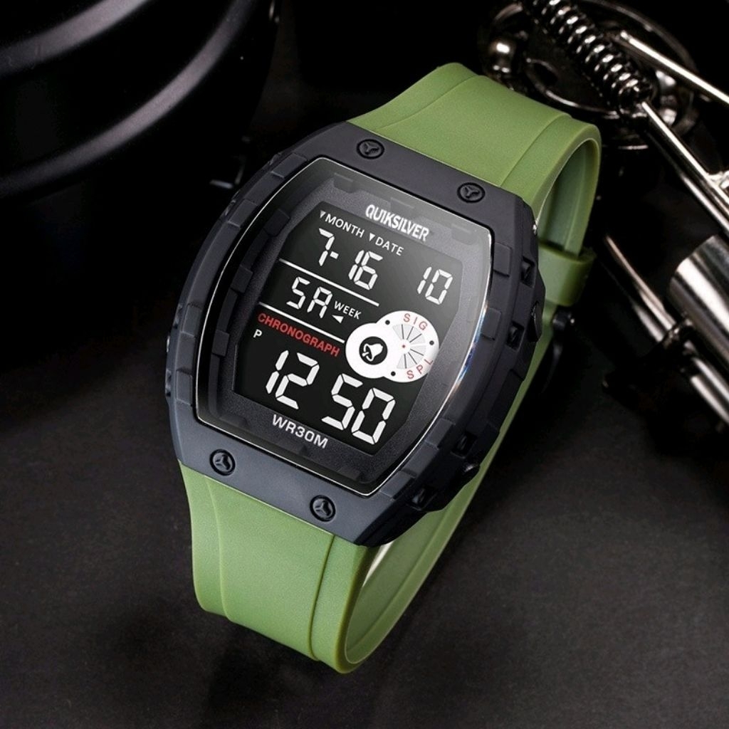 【SKYMAX_ID】Jam Tangan Pria Quiksilver QS-2130 Digital Sporty Strap Rubber Tahan Air