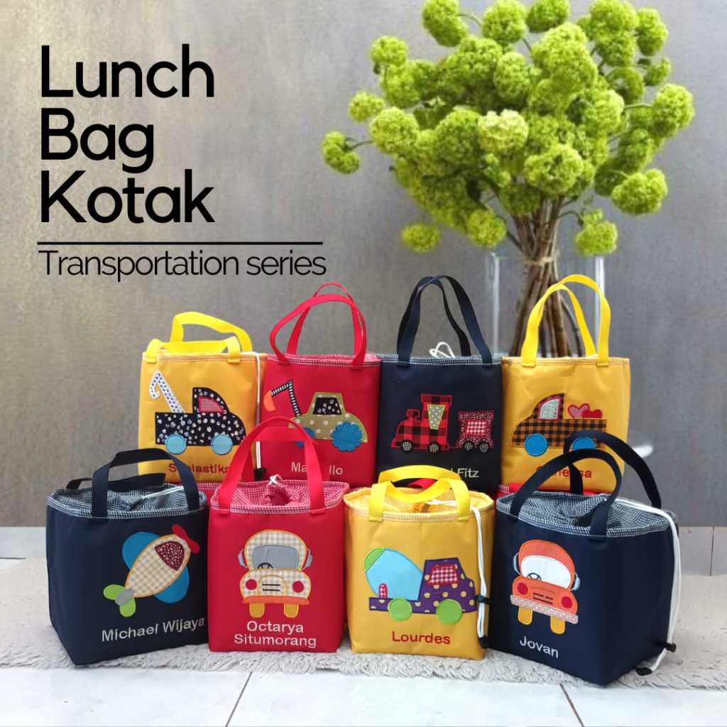 Souvenir Ulang Tahun Goodie Bag Lunch Bag Kotak Gambar Transportasi Mobil Custom