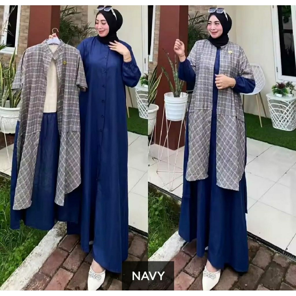 Gamis Long Tunik Kotak Terbaru Gamis Plus Tunik Kekinian