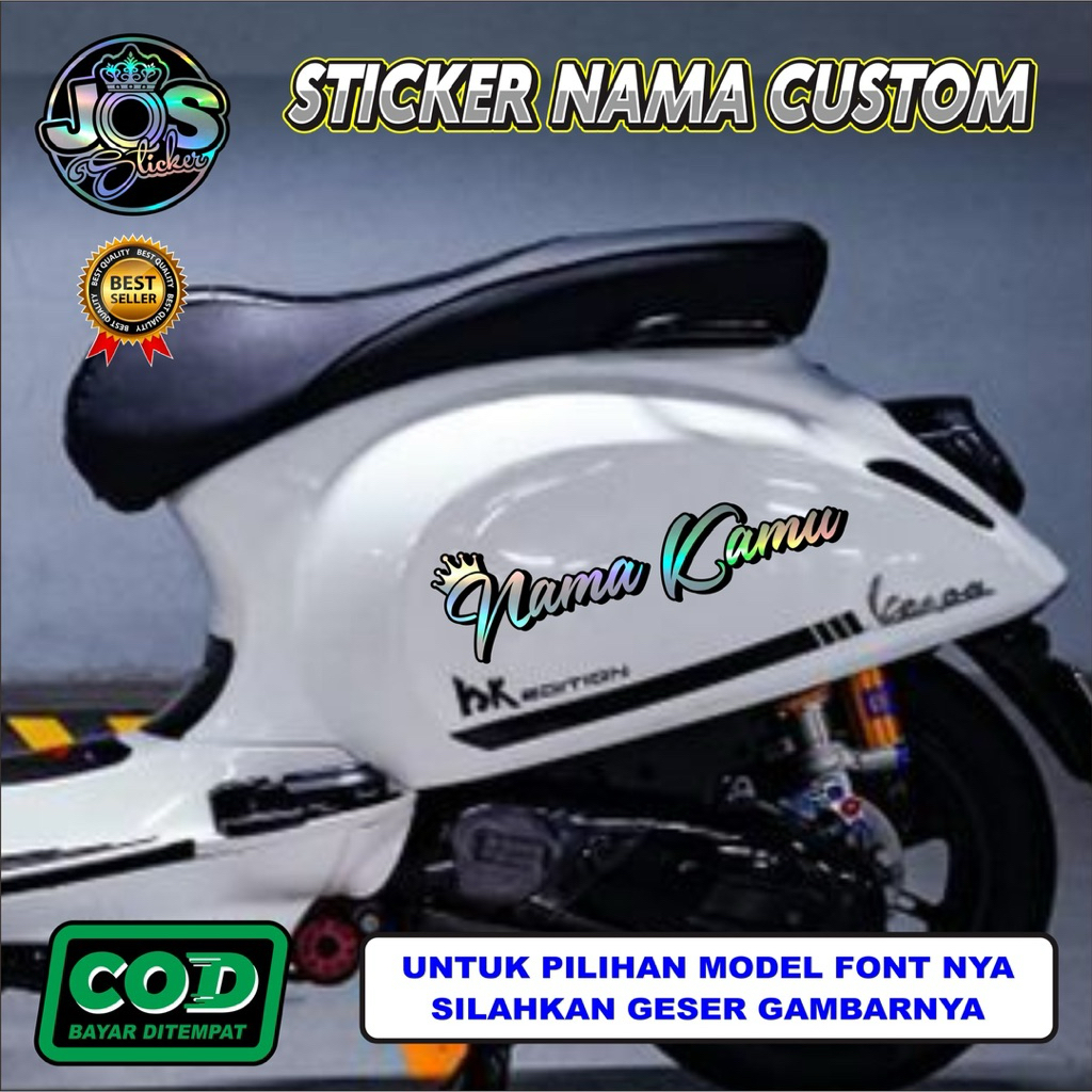 sticker cutting CUSTOM NAMA/rquest nama sticker hologram sticker motor/mobil