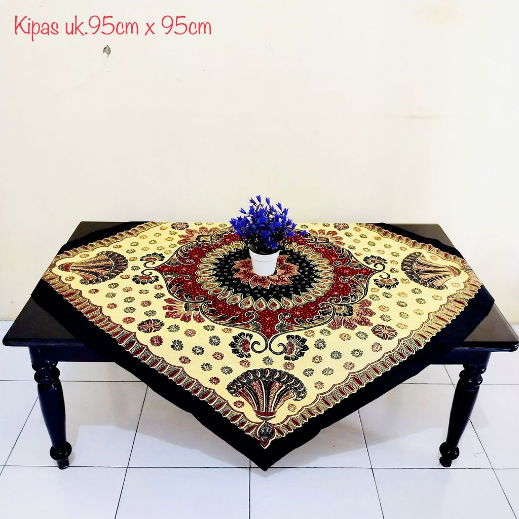 TAPLAK MEJA TAMU_TAPLAK MEJA BATIK PEKALONGAN_TAPLAK PERSEGI_ MOTIF KIPAS