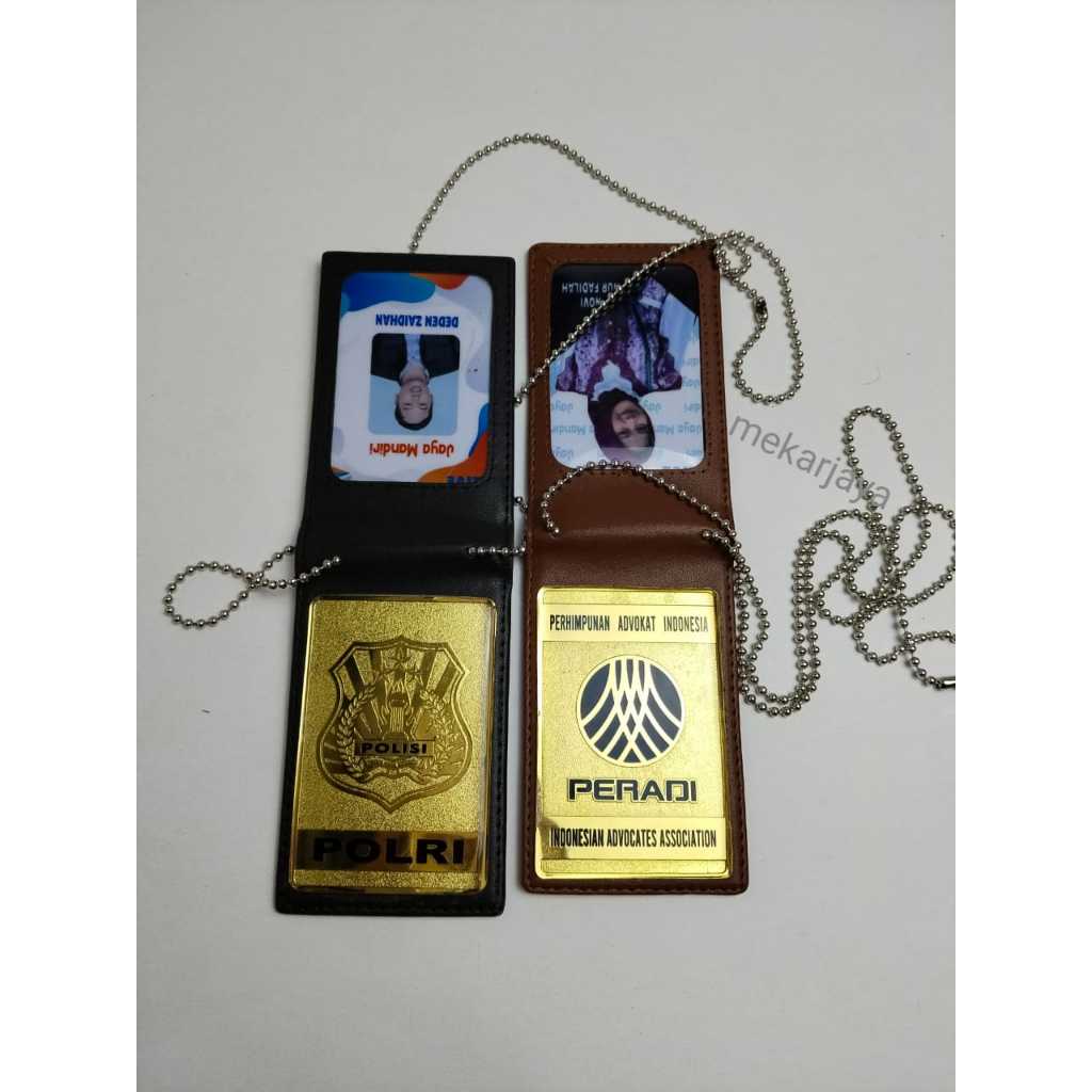 dompet KTA ID CARD HOLDER NAME TAG PERADI POLISI POLRI MODEL MAGNET DAN RANTAY