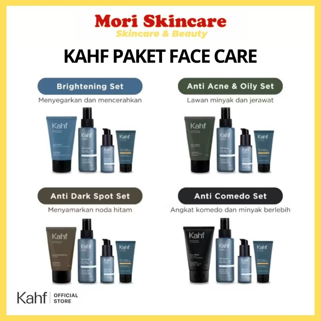 Kahf Paket Face Care Isi 4pcs - Face Wash + Sunscreen + Serum + Toner