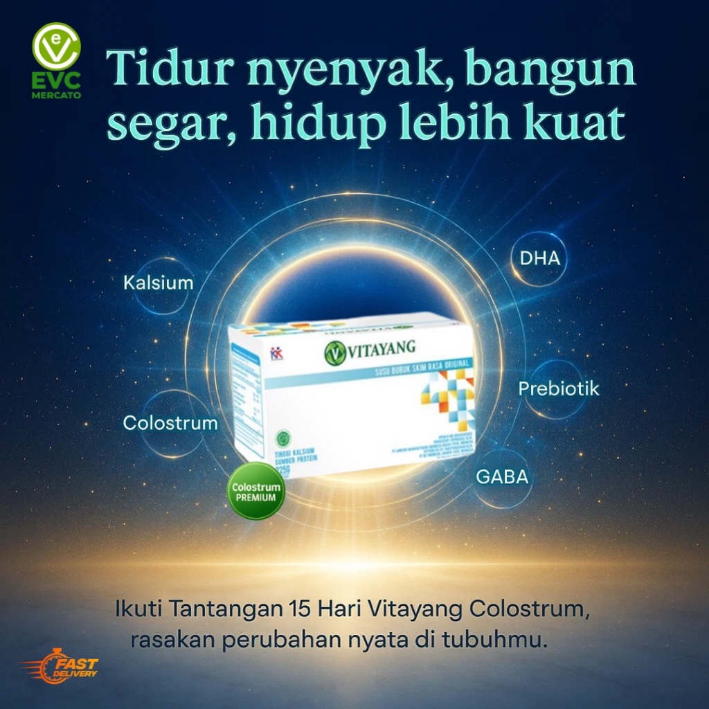 

Vitayang Susu Skim Colostrum Bubuk 15 Sachet – Bantu Tidur Nyenyak, Redakan Gelisah, Tingkatkan Relaksasi, Rendah Lemak, Probiotik, Omega 3, Tinggi Kalsium, Halal BPOM – Minuman Sehat untuk Imun Kuat & Kesehatan Tubuh