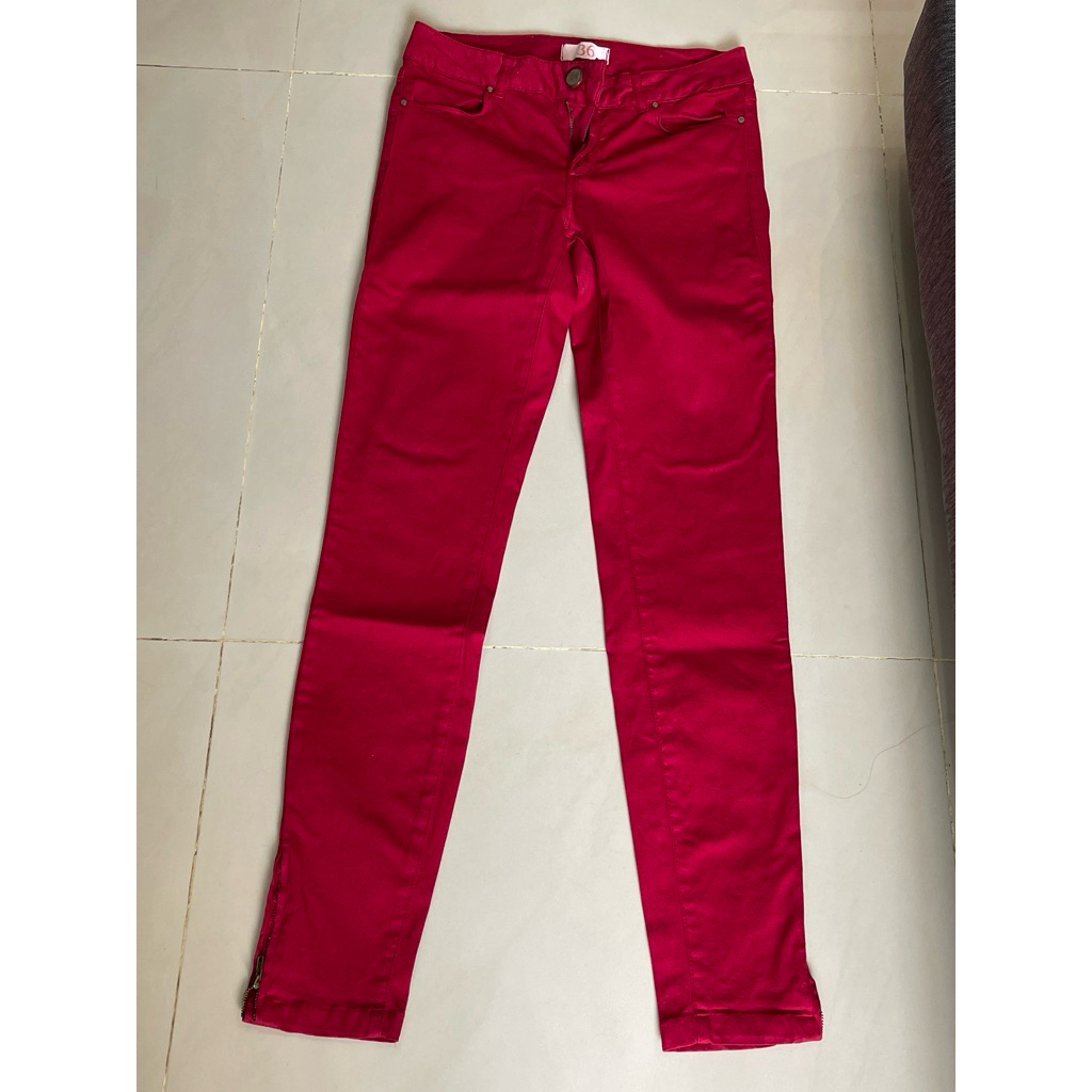 celana panjang zara trf original size:36, skinny jeans zara trf (red) / celana jeans wanita , red de
