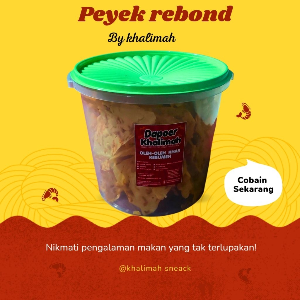 peyek rebond daun jeruk kemasan 5 liter toples berat 500 gram