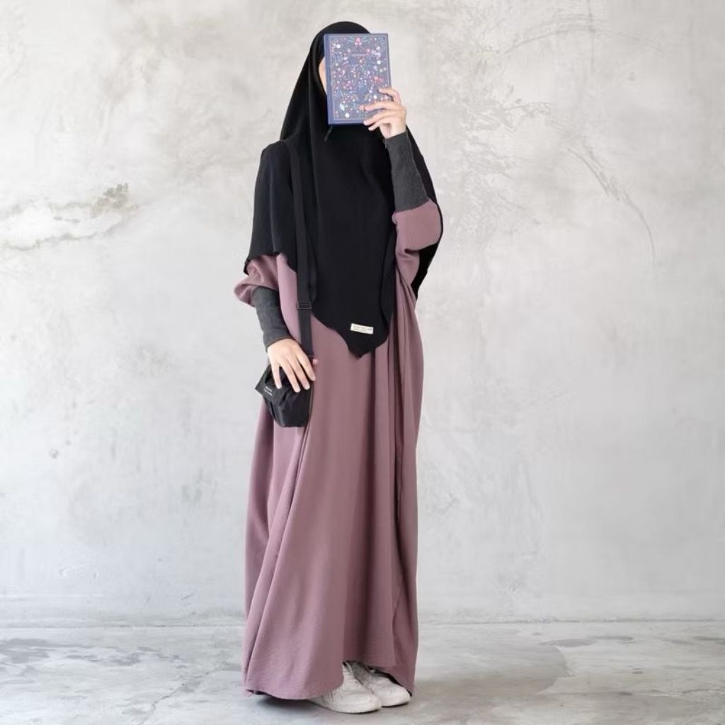 Preloved Atiya Rib Abaya Sistrside size L / abaya gamis batwing lebar muslimah fashion second prelov