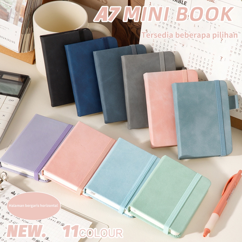 Notebook A7 Buku Catatan Kecil Aesthetic, Set Buku Diary & Notes Tali, 100 Lembar Kulit Sintetis