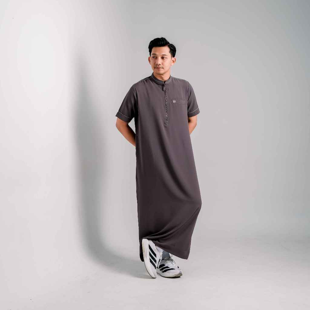 Jubah Pria Dnine Thobe Zavian Short Sleeve Twill Fushion