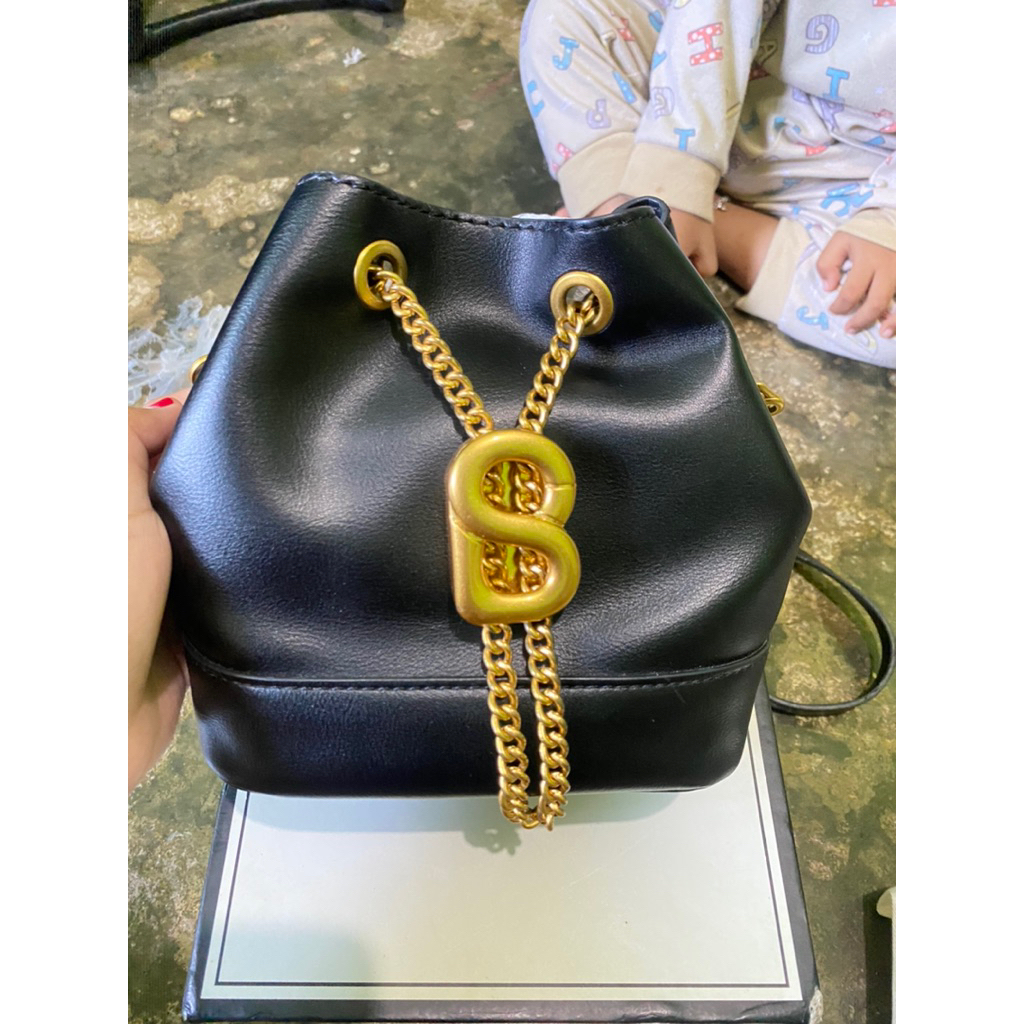 PL MYRA BAG SMALL BLACK BUTTONSCARVES