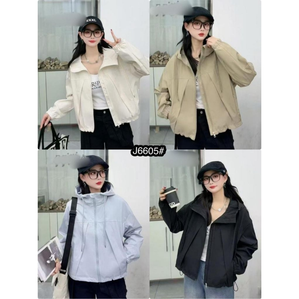 Jaket hoodie parasut polos import