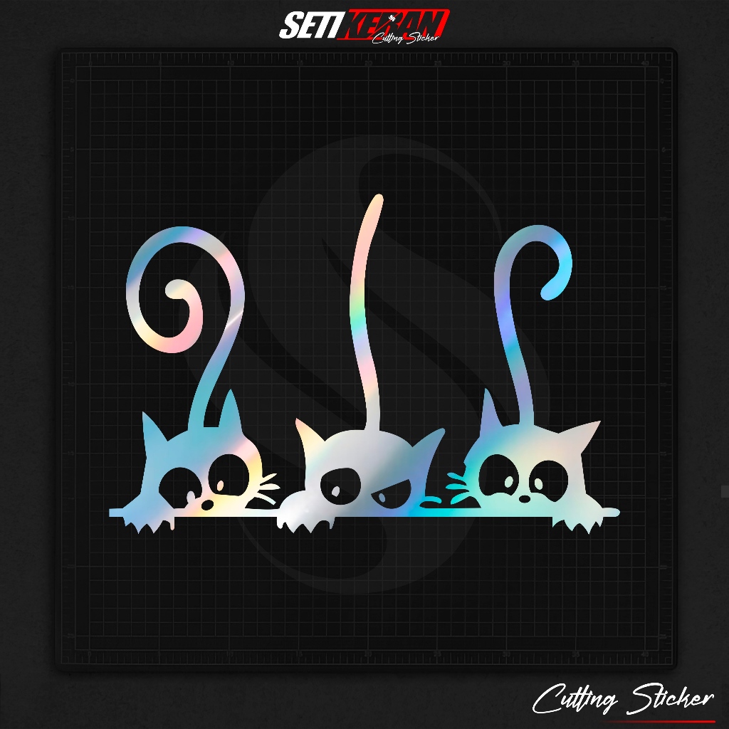 Cutting Stiker Kucing Variasi Motor Mobil Sticker Kucing Lucu Hologram Universal Lucu Timbul Keren N