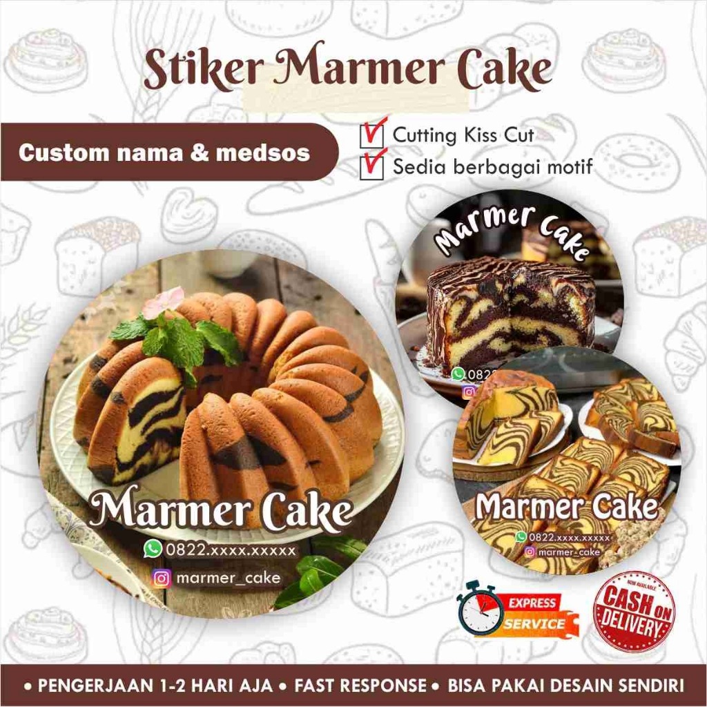 

[170 pcs] Stiker Marmer Cake Cromo bulat / Label kemasan makanan / minuman / promosi / murah