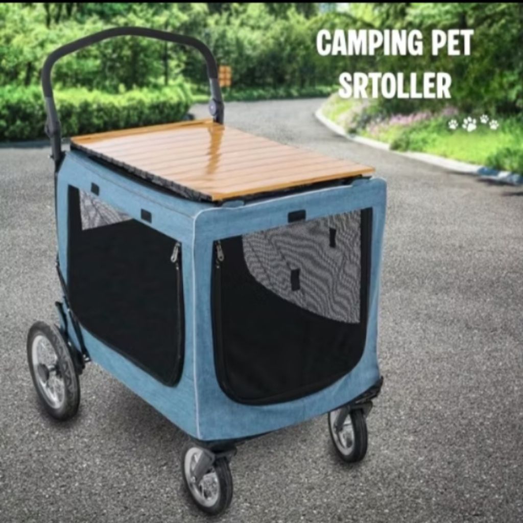 Camping Pet Stroller - Pet Stroller Jumbo - Pet stroller ada meja makan