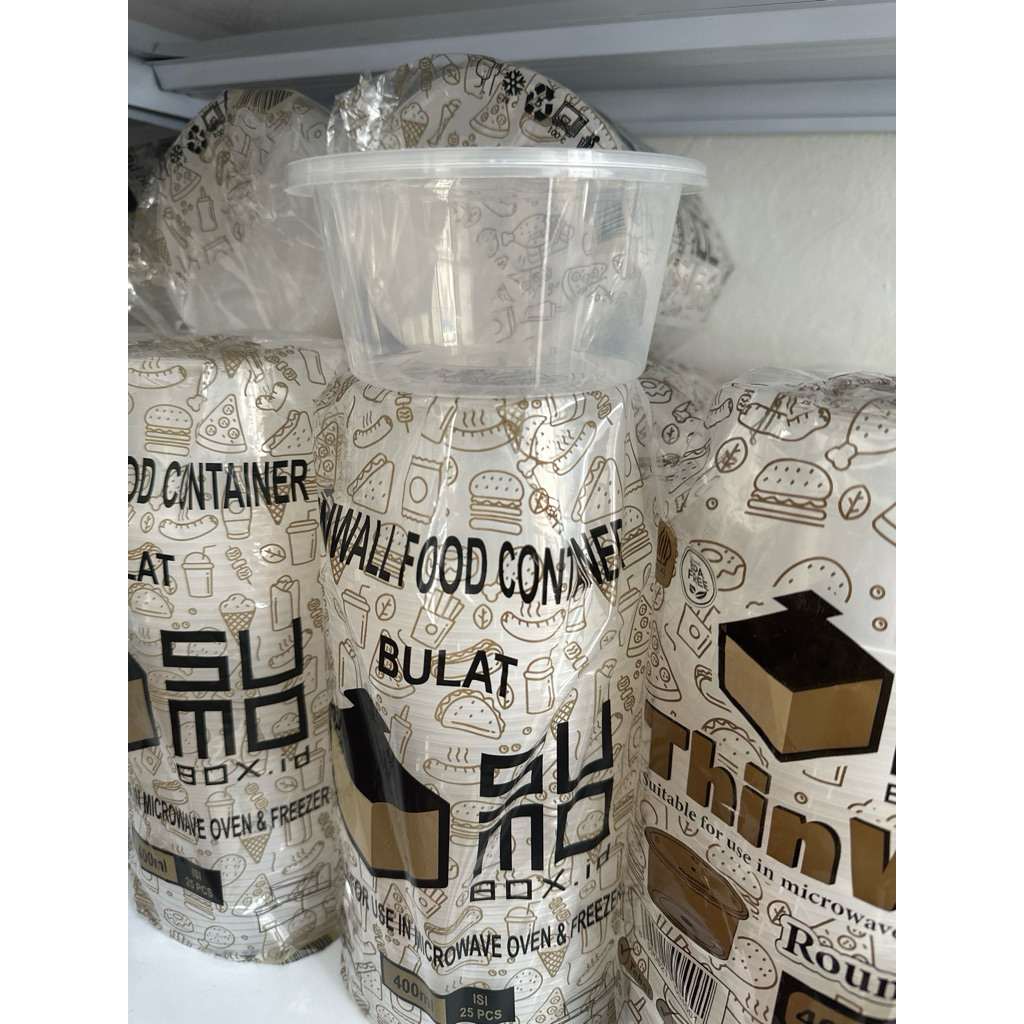 Thinwall ROUND BOWL 400ml + Tutup / BOWL Plastik Makanan 400ml Free Packing