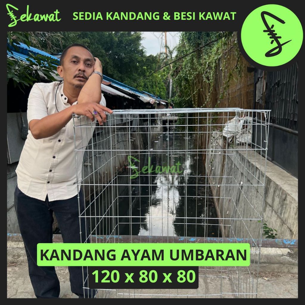 Kandang Ayam Ukuran 120 x 80 Kandang Umbaran Galvanis | Bisa Dilipat