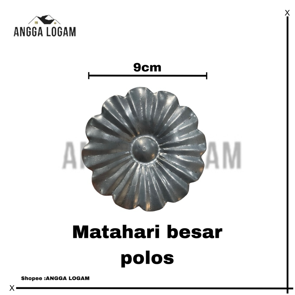 Bunga Matahari besar polos plat besi // ornamen pagar besi