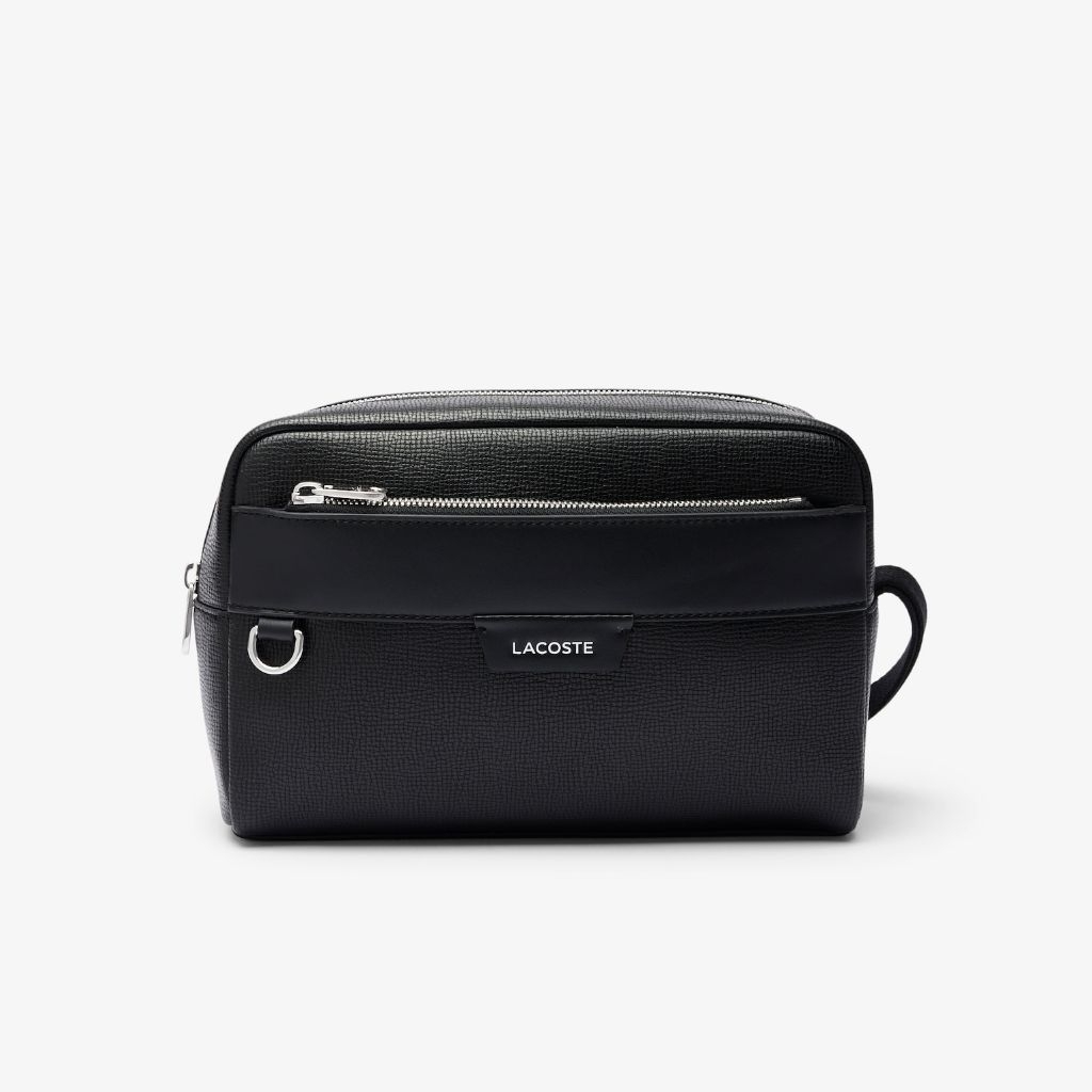Lacoste Men's Ossian Leather Vanity Clutch Bag Tas Genggam Pria - Black