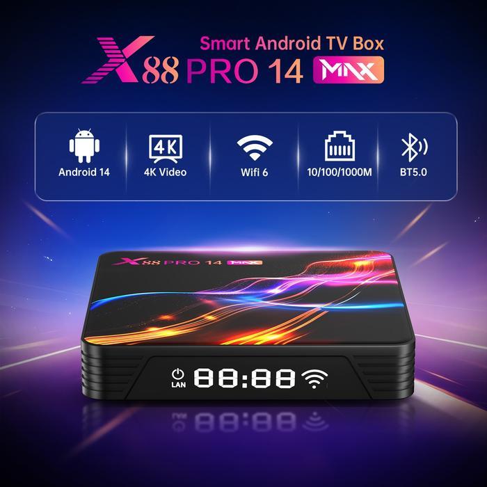 Tjbox X88 Pro 14 Max Tv Box Android 14 4/64GB RK3528A Quad-Core Cortex-A53