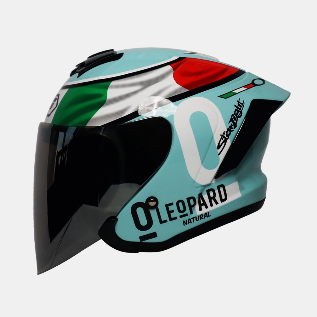 HELM JS ARMOR LEOPARD ITALY SNI/HELM PAKET GANTENG/HELM KACA IRRIDIUM/HELM KEREN/HELM PRIA/HELM WANI