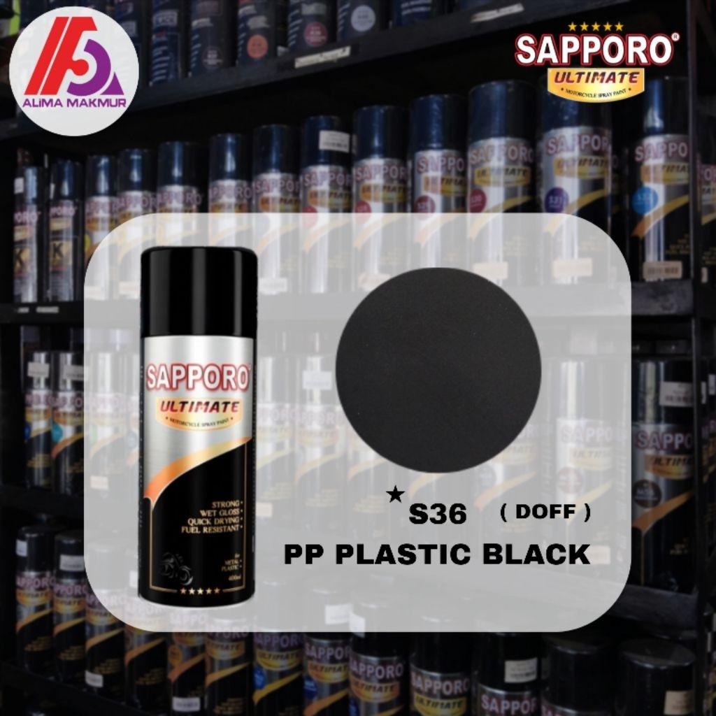 Sapporo Ultimate S36 PP Plastic Black 400ml / Pilok Sapporo / Plastik Primer